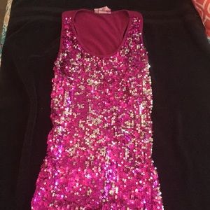 Pink sequins tank top